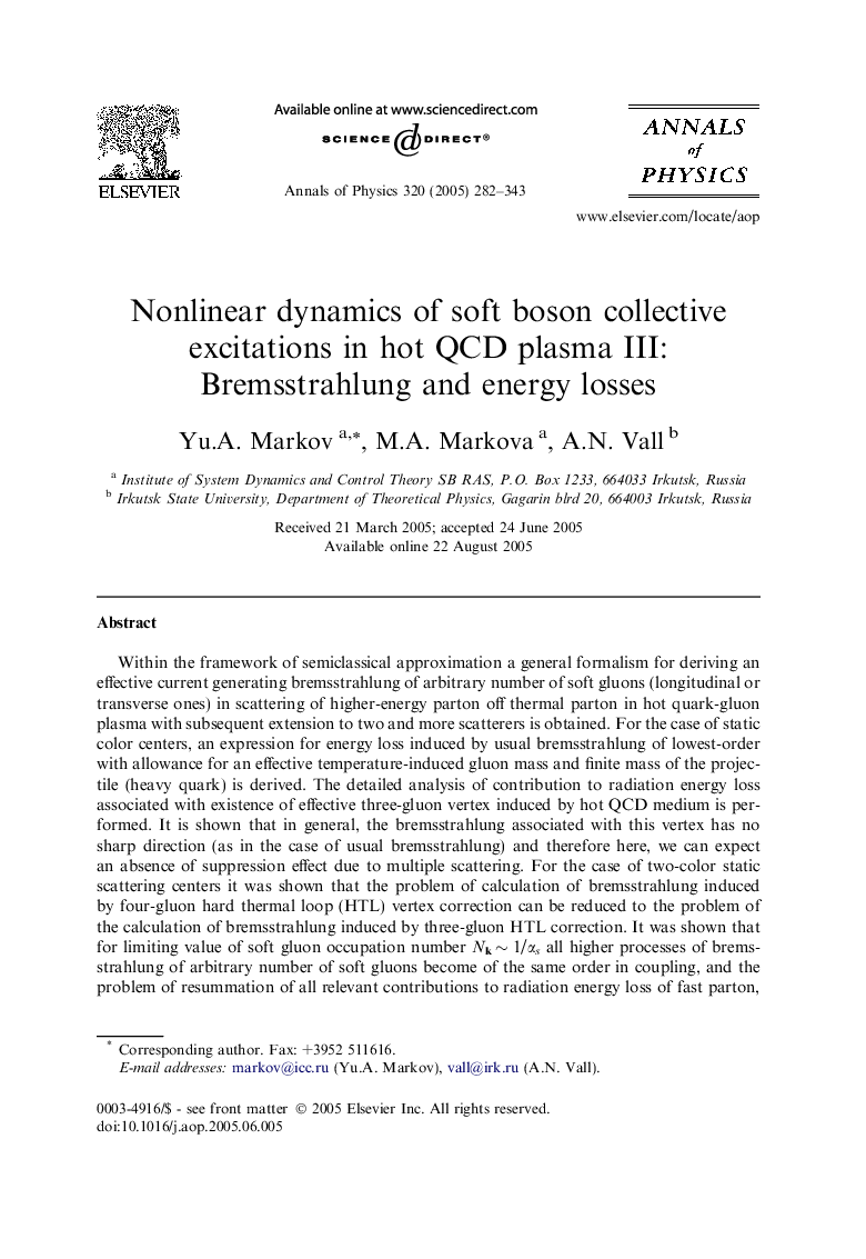 Nonlinear dynamics of soft boson collective excitations in hot QCD plasma III: Bremsstrahlung and energy losses