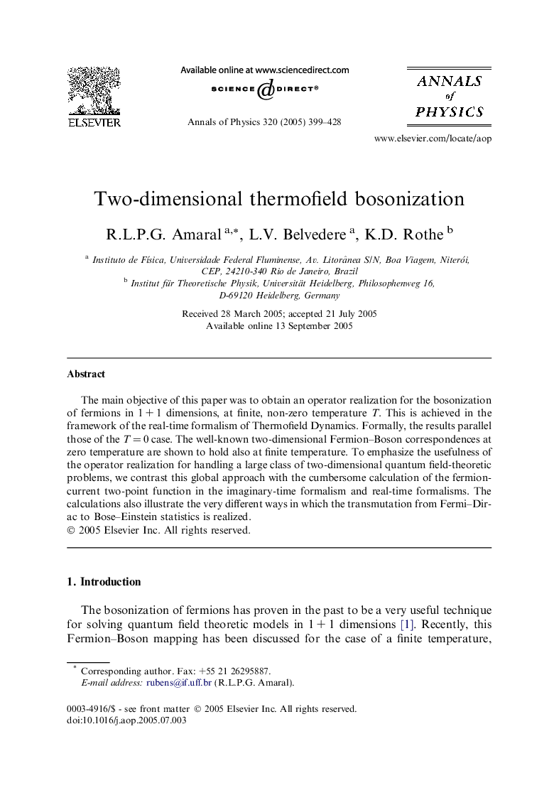 Two-dimensional thermofield bosonization