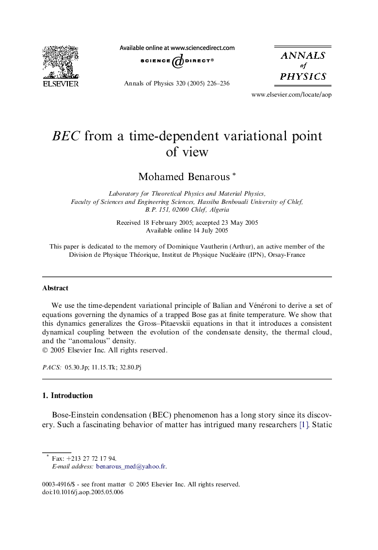 BEC from a time-dependent variational point of view