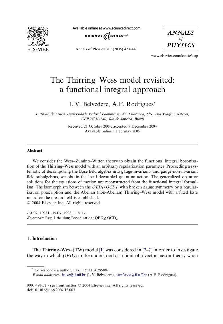 The Thirring-Wess model revisited: a functional integral approach