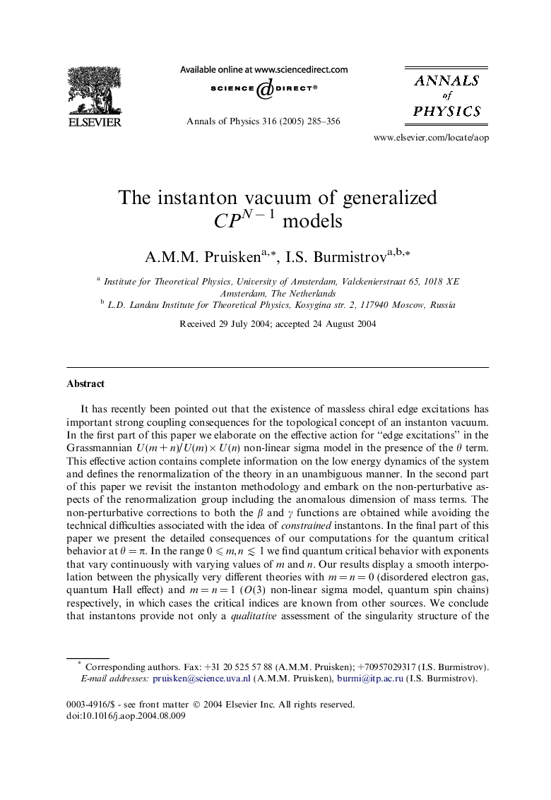 The instanton vacuum of generalized CPNÂ âÂ 1 models