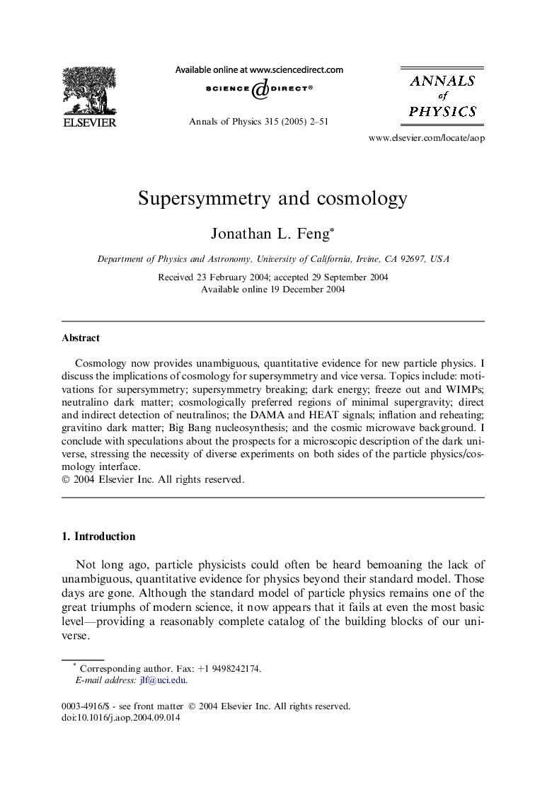 Supersymmetry and cosmology