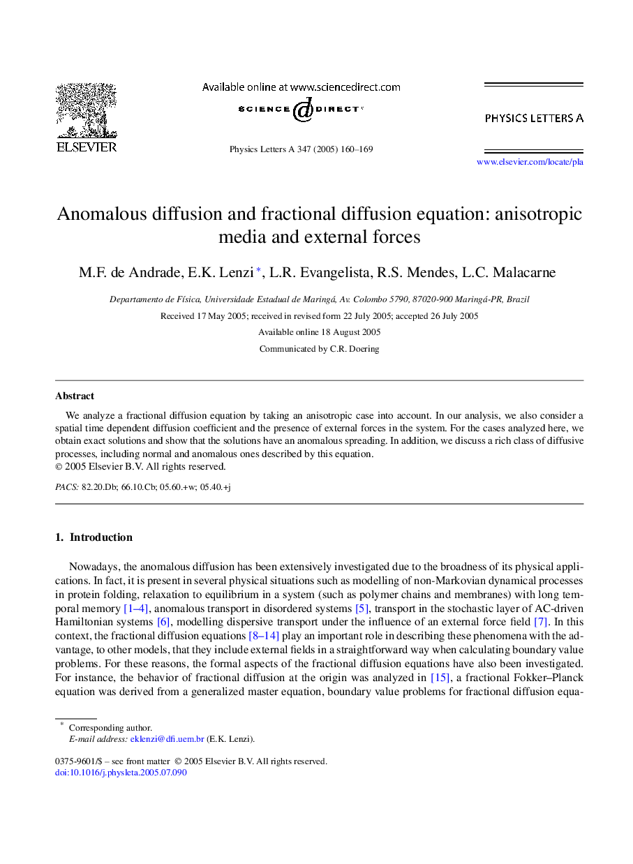 Anomalous diffusion and fractional diffusion equation: anisotropic media and external forces