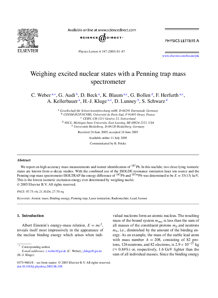 Weighing excited nuclear states with a Penning trap mass spectrometer