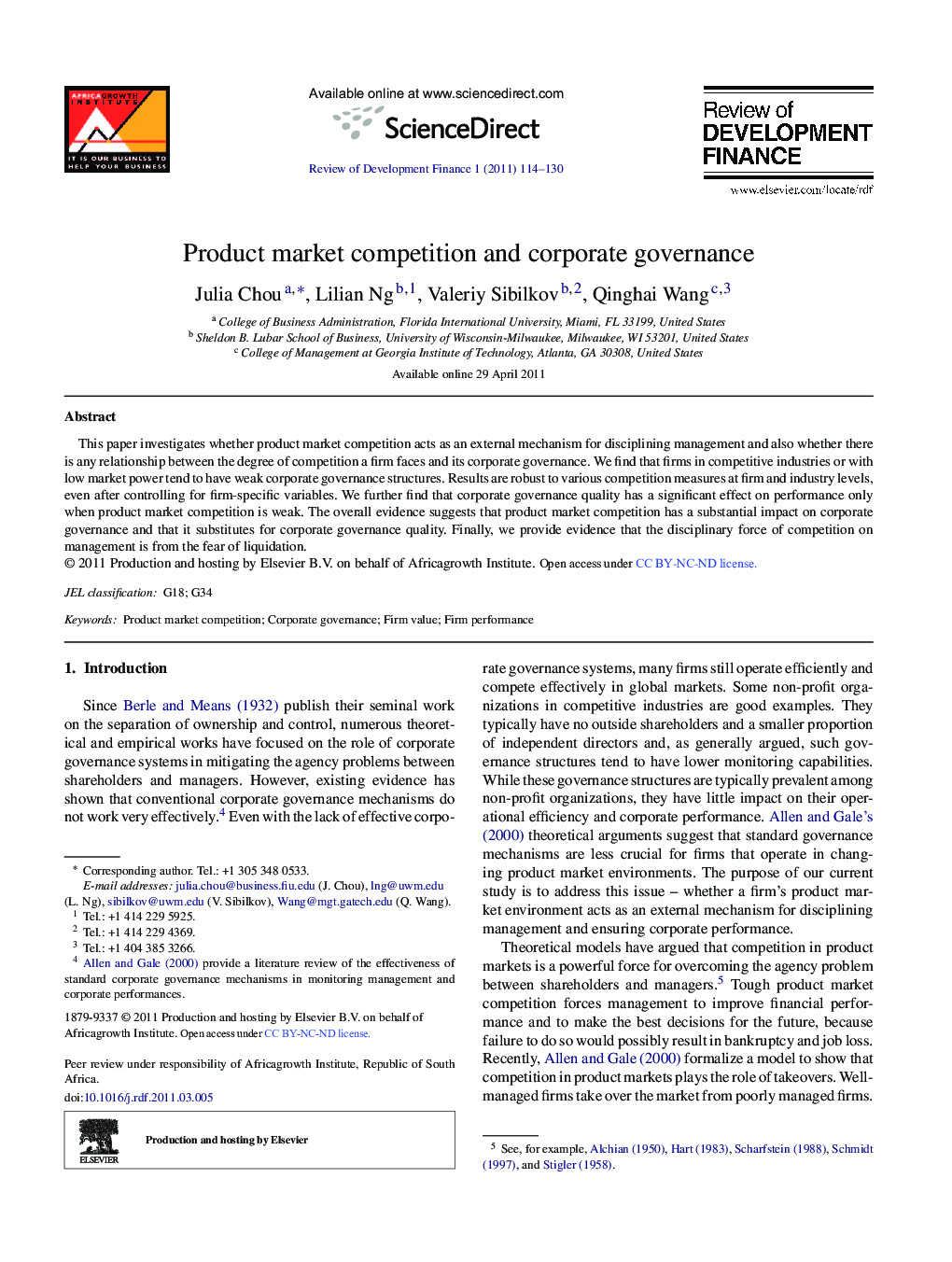 Product market competition and corporate governance