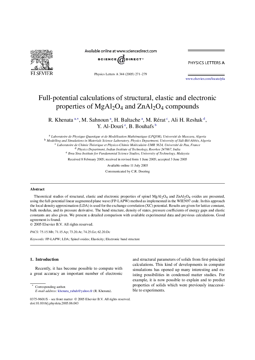 Full-potential calculations of structural, elastic and electronic properties of MgAl2O4 and ZnAl2O4 compounds