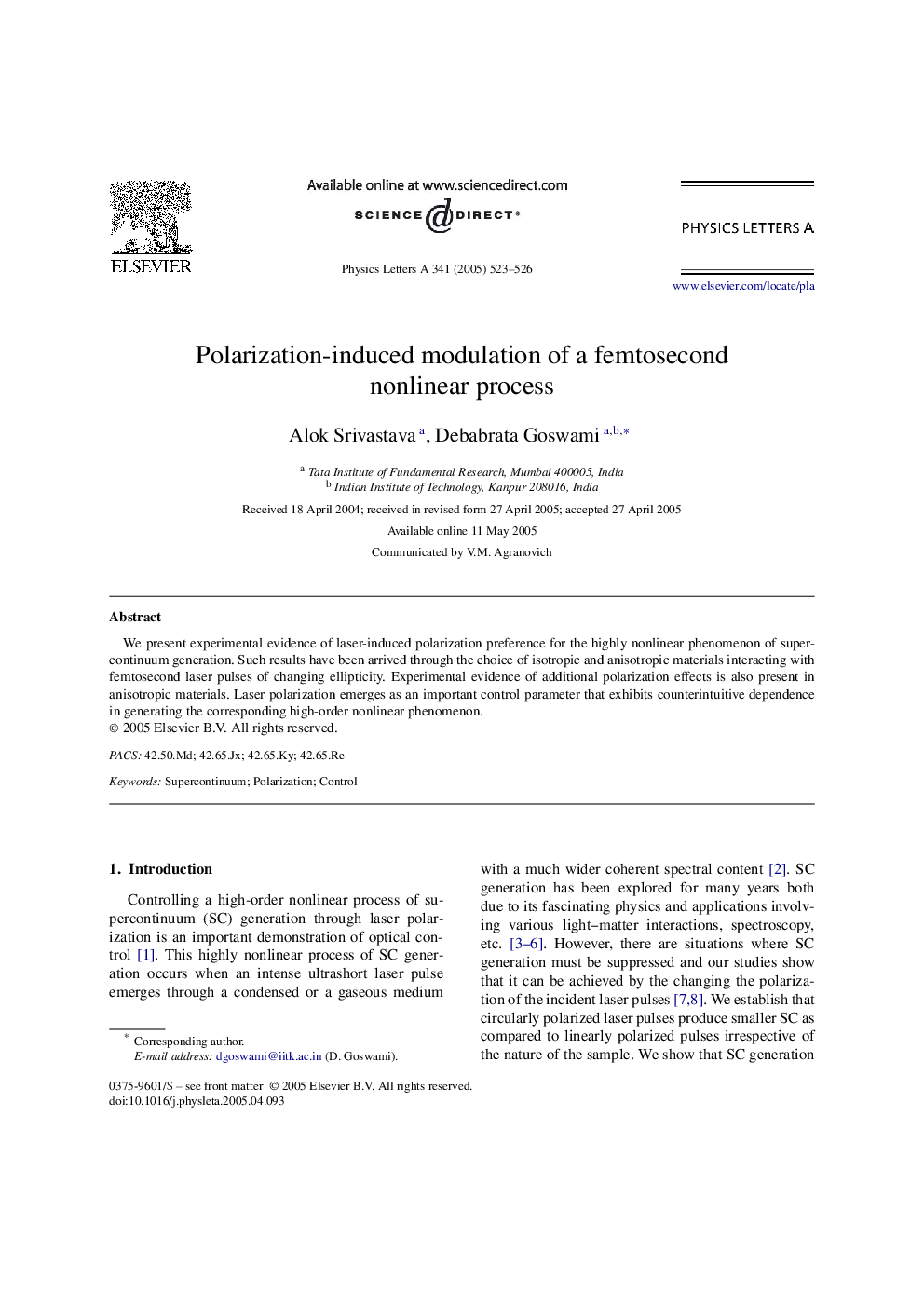 Polarization-induced modulation of a femtosecond nonlinear process