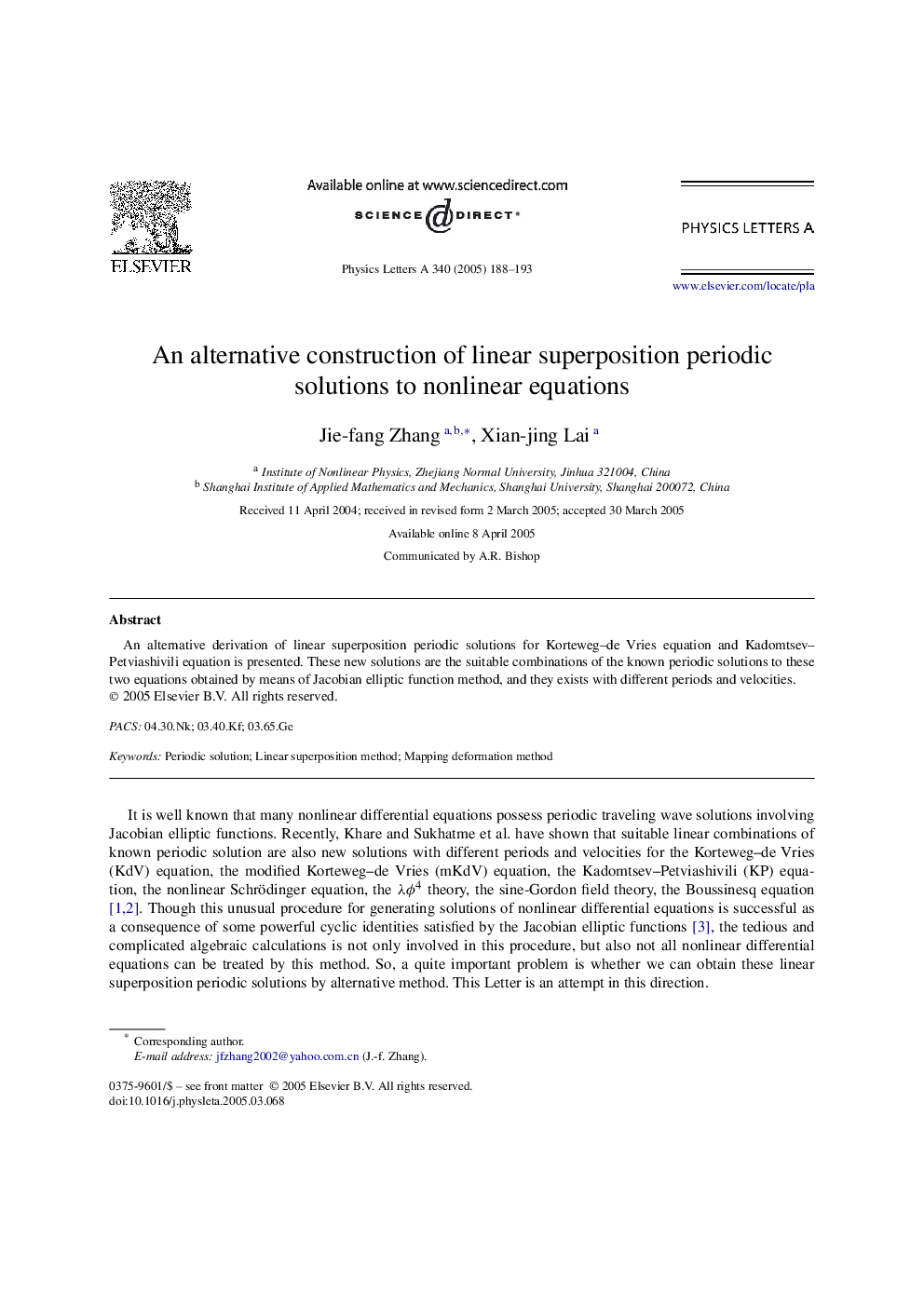 An alternative construction of linear superposition periodic solutions to nonlinear equations