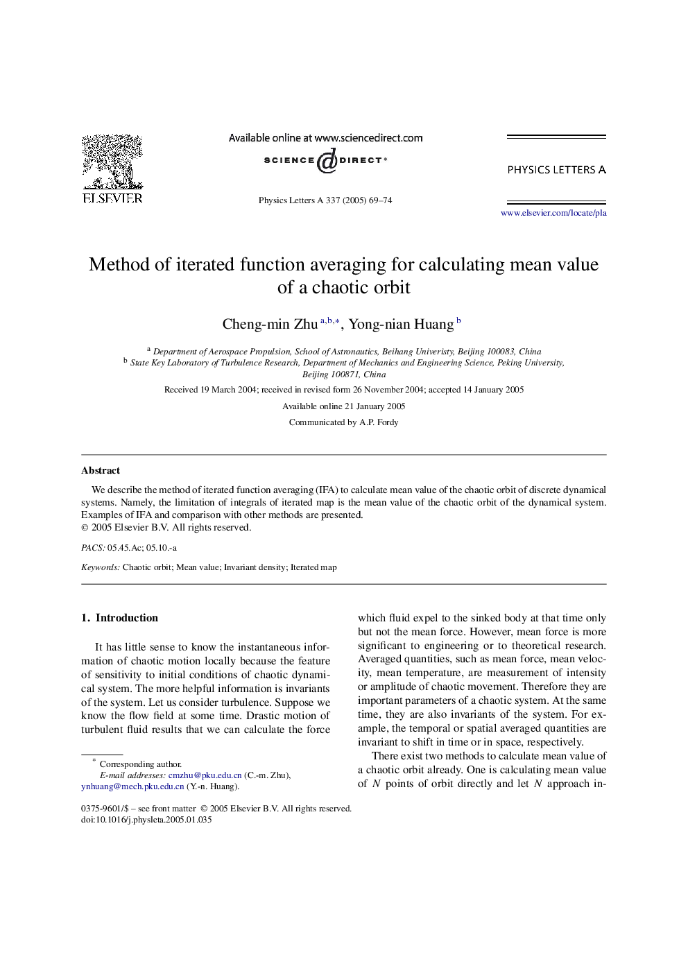 Method of iterated function averaging for calculating mean value of a chaotic orbit