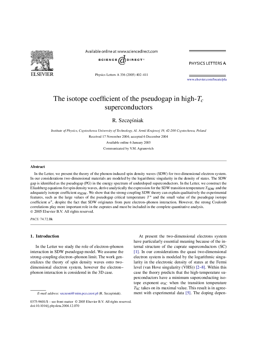 The isotope coefficient of the pseudogap in high-Tc superconductors