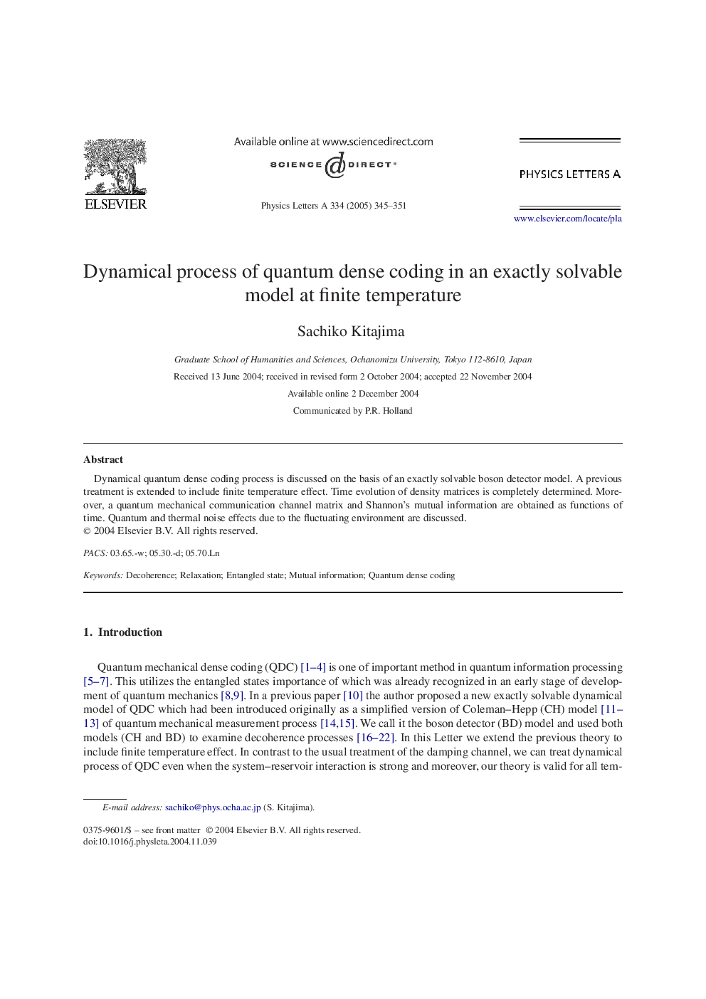 Dynamical process of quantum dense coding in an exactly solvable model at finite temperature