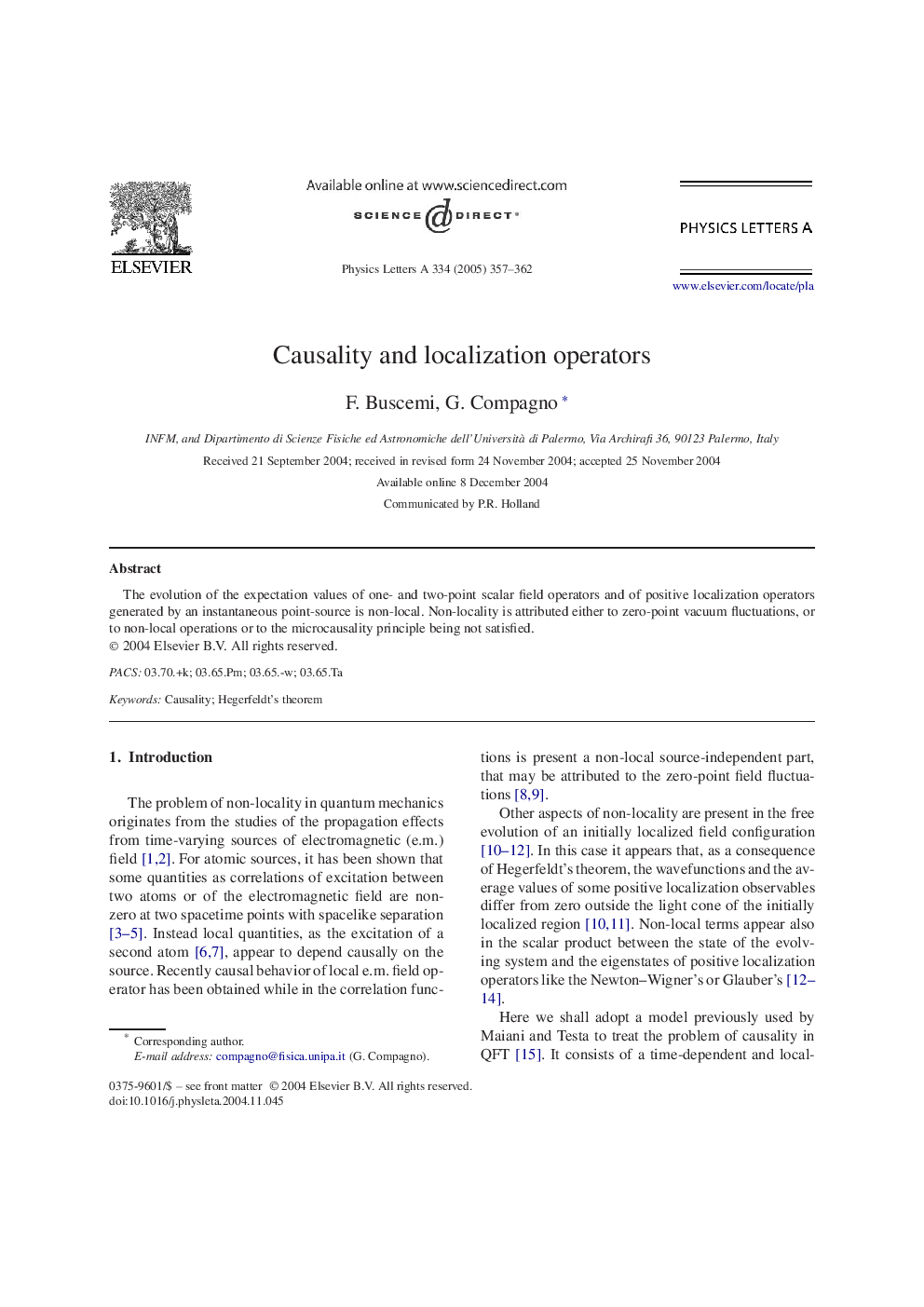 Causality and localization operators