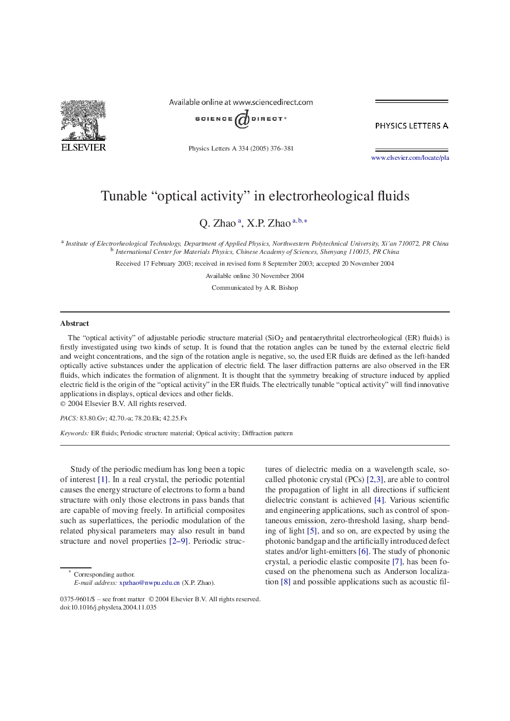 Tunable “optical activity” in electrorheological fluids