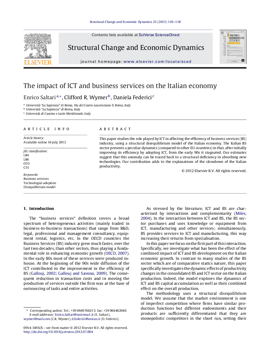 The impact of ICT and business services on the Italian economy