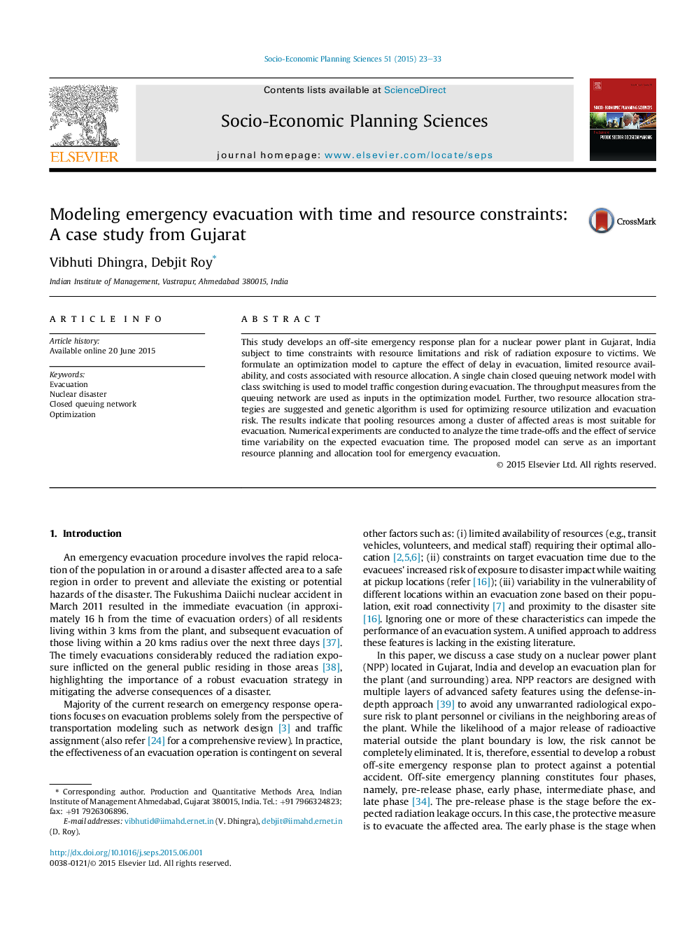 Modeling emergency evacuation with time and resource constraints: A case study from Gujarat