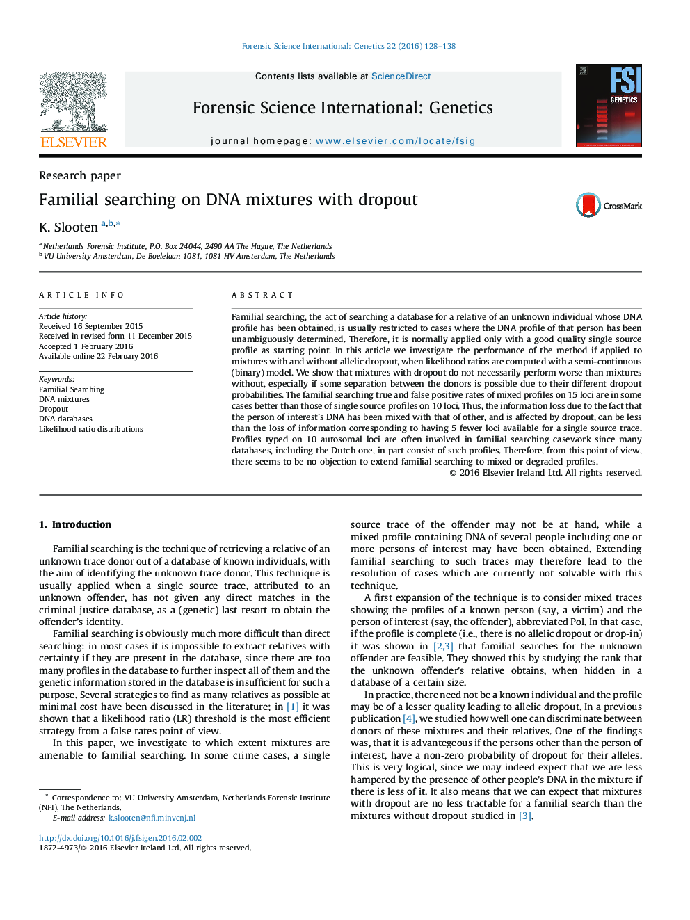 Familial searching on DNA mixtures with dropout