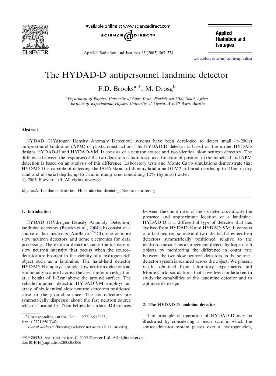 The HYDAD-D antipersonnel landmine detector