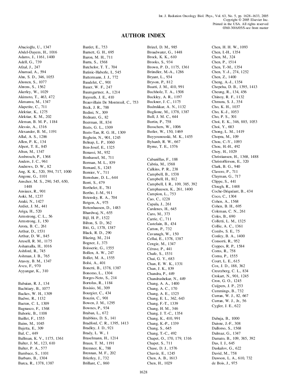 عکس صفحه اول مقاله: Author Index Author Index