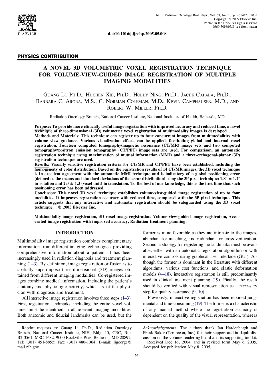 A novel 3D volumetric voxel registration technique for volume-view-guided image registration of multiple imaging modalities