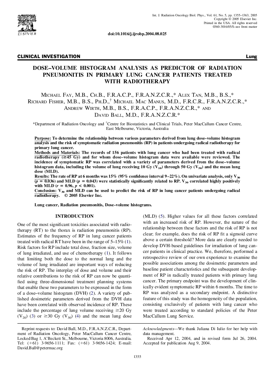 Dose-volume histogram analysis as predictor of radiation pneumonitis in primary lung cancer patients treated with radiotherapy