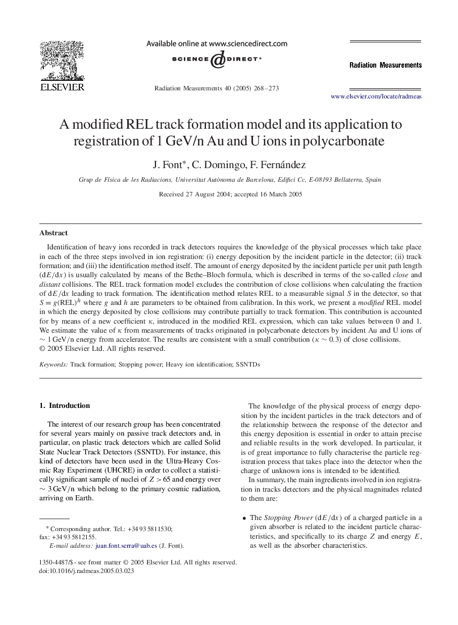 A modified REL track formation model and its application to registration of 1Â GeV/n Au and U ions in polycarbonate