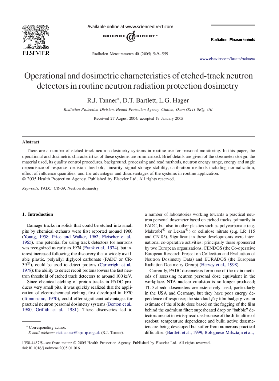 Operational and dosimetric characteristics of etched-track neutron detectors in routine neutron radiation protection dosimetry