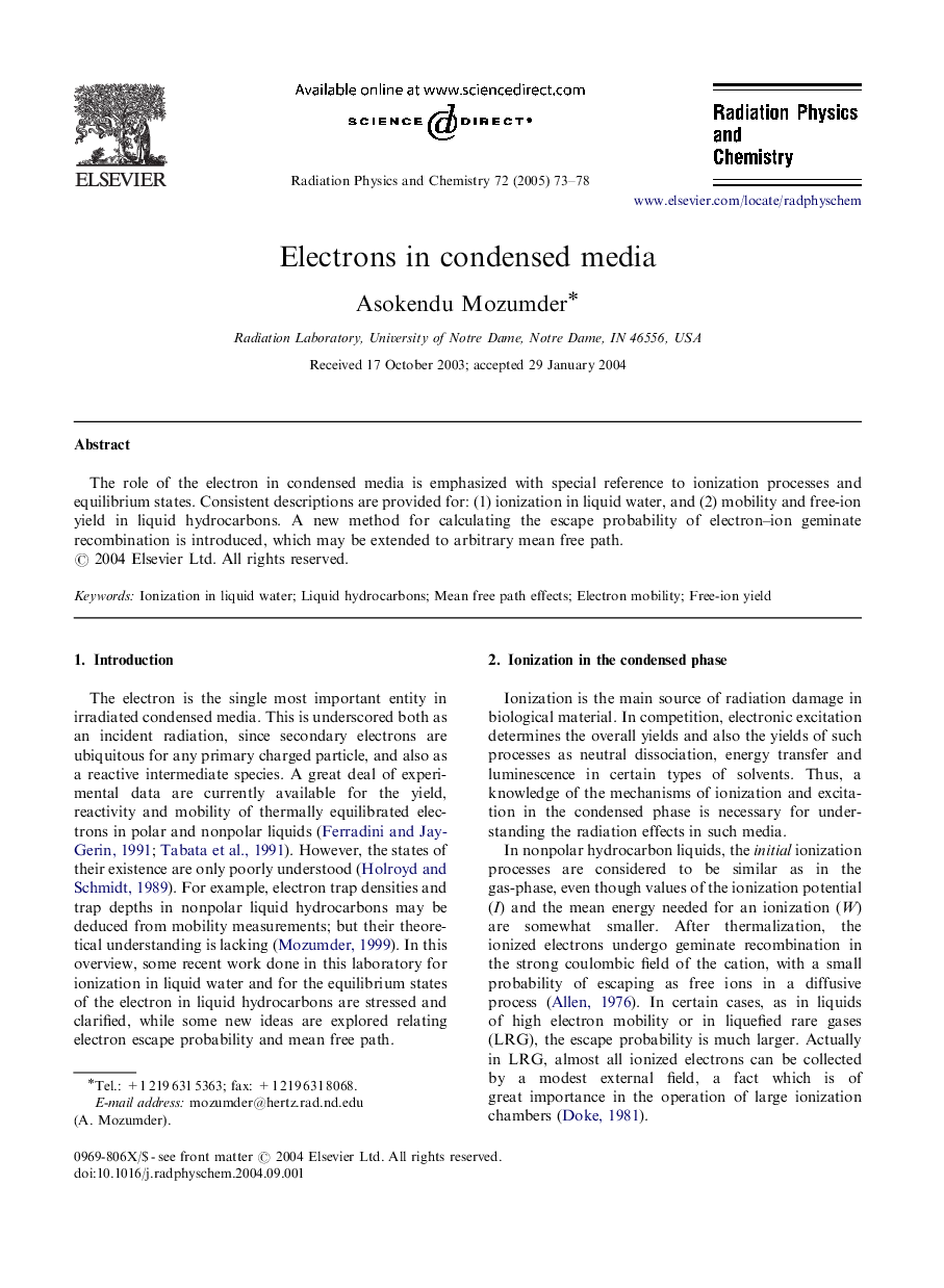 Electrons in condensed media