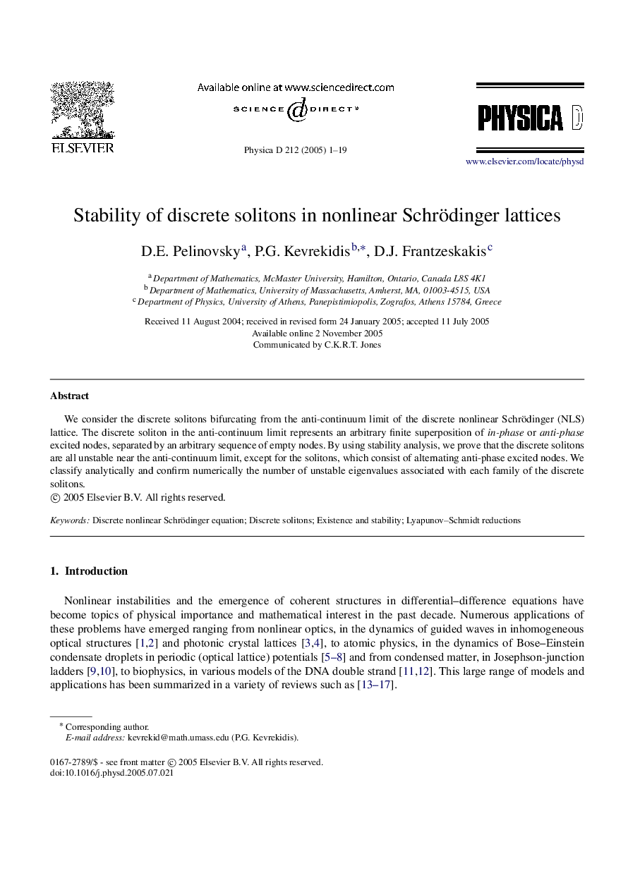 Stability of discrete solitons in nonlinear Schrödinger lattices