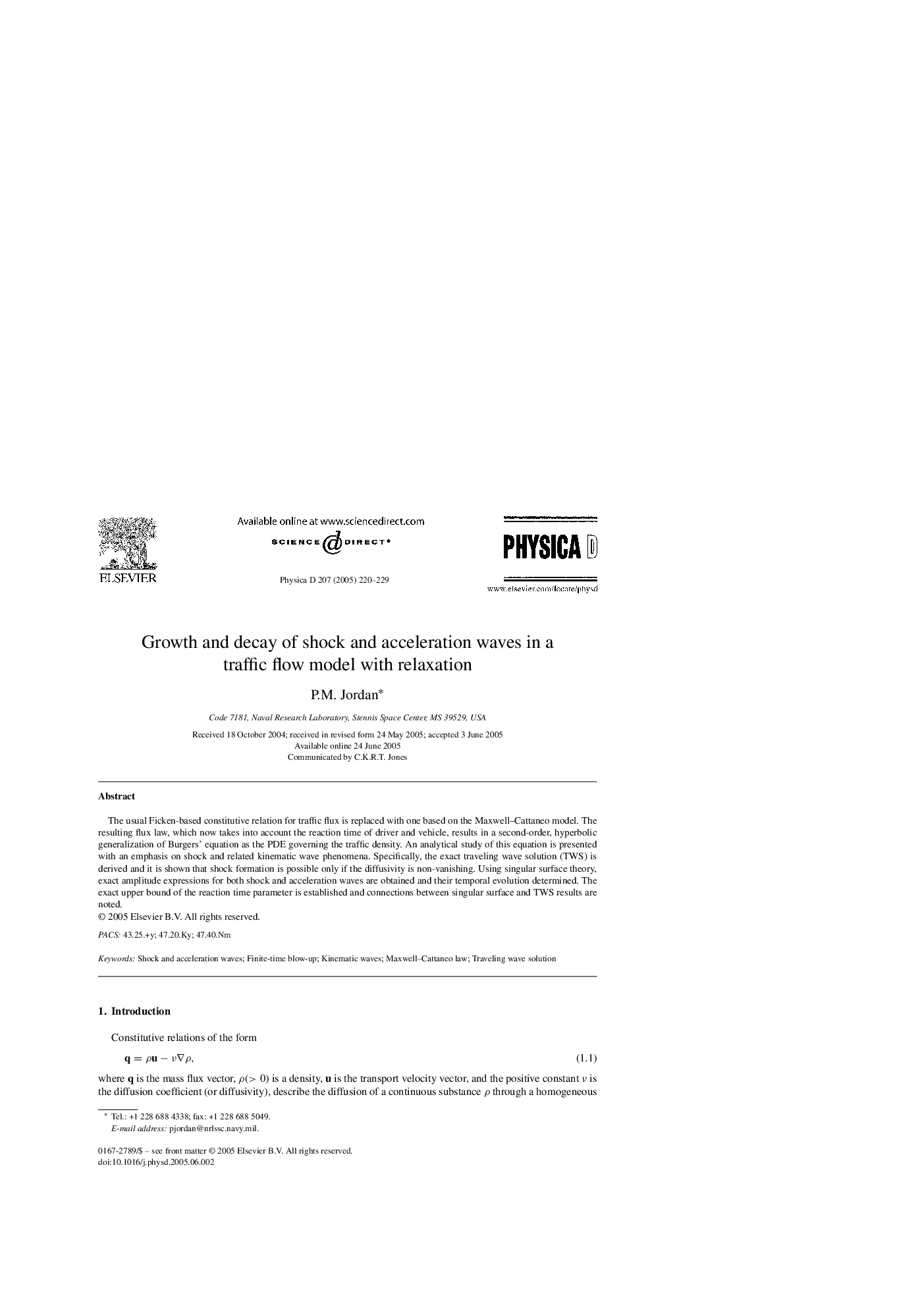 Growth and decay of shock and acceleration waves in a traffic flow model with relaxation