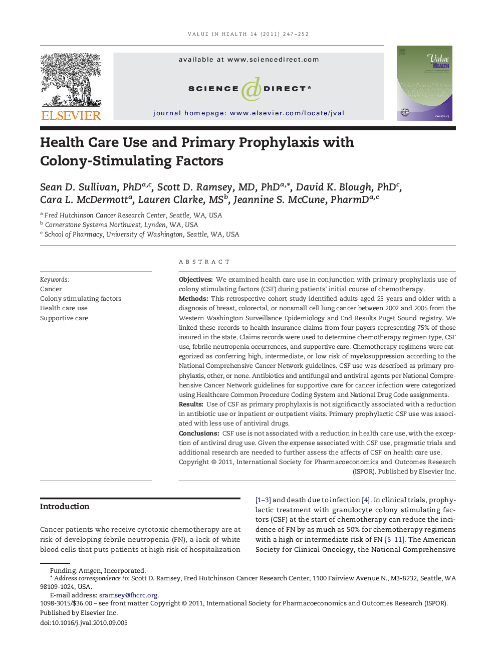 Health Care Use and Primary Prophylaxis with Colony-Stimulating Factors 