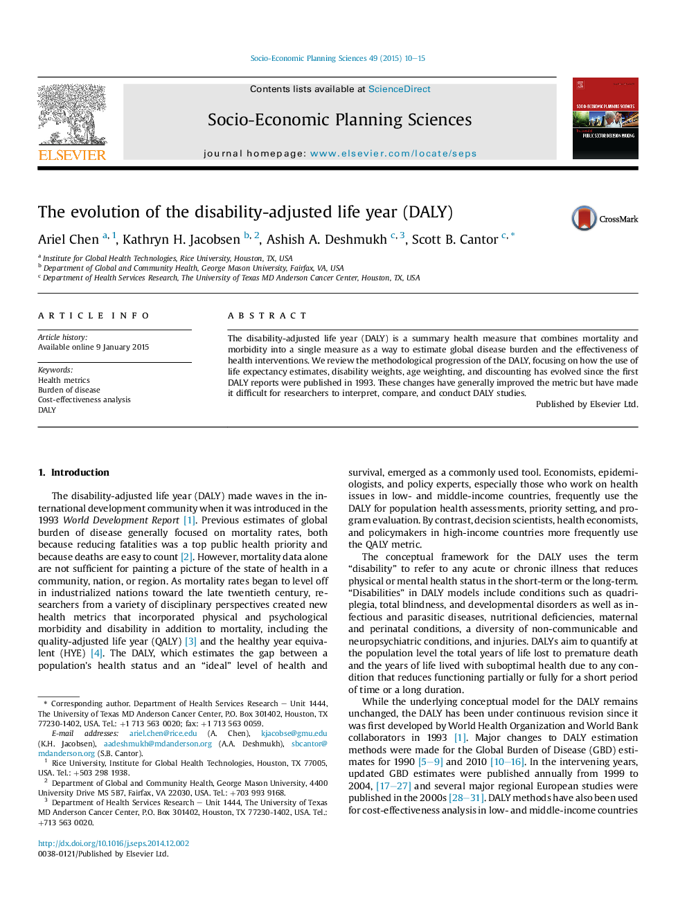 The evolution of the disability-adjusted life year (DALY)