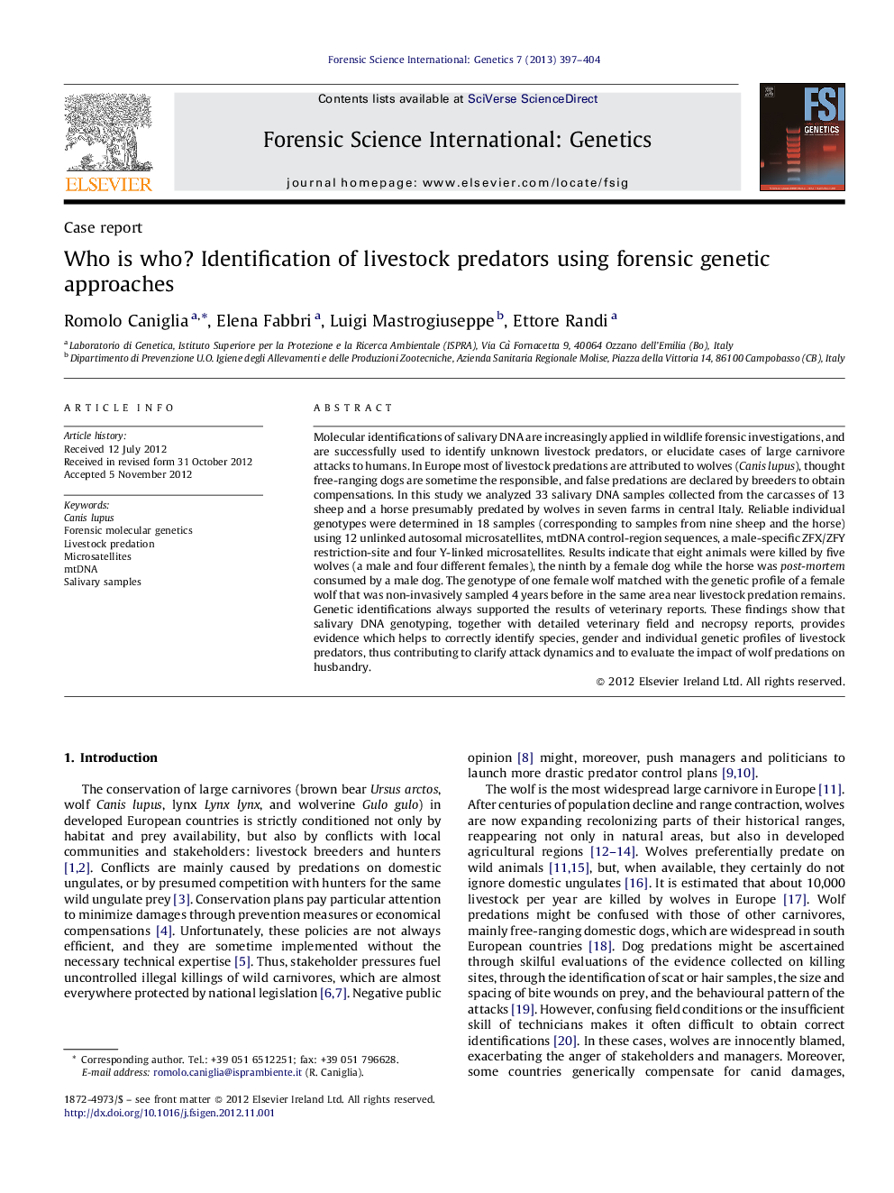 Who is who? Identification of livestock predators using forensic genetic approaches