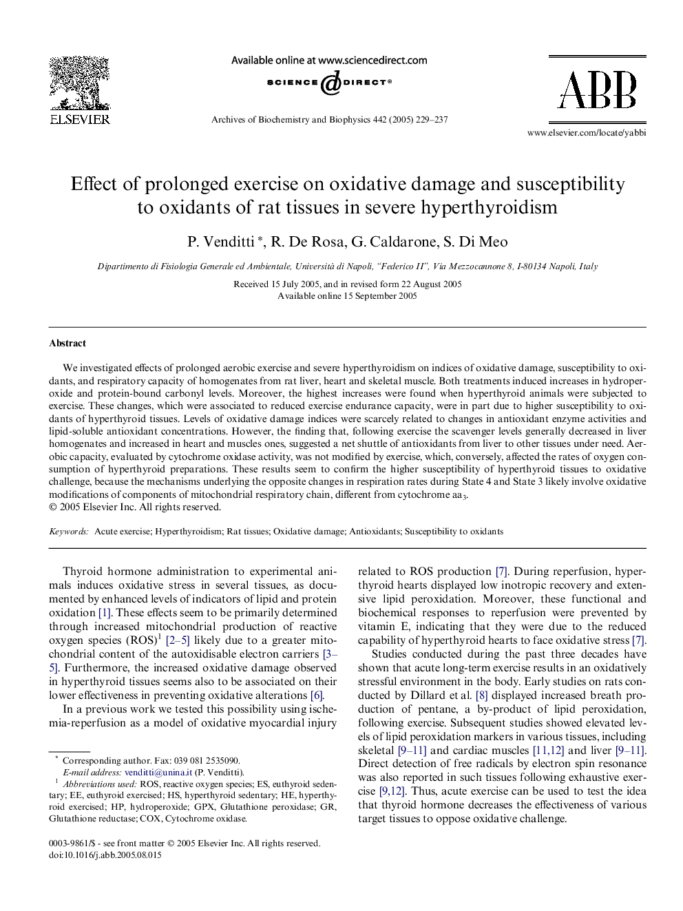 Effect of prolonged exercise on oxidative damage and susceptibility to oxidants of rat tissues in severe hyperthyroidism