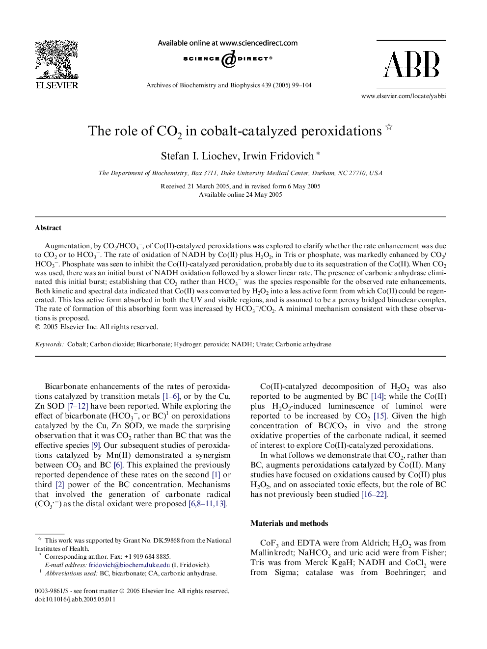 The role of CO2 in cobalt-catalyzed peroxidations