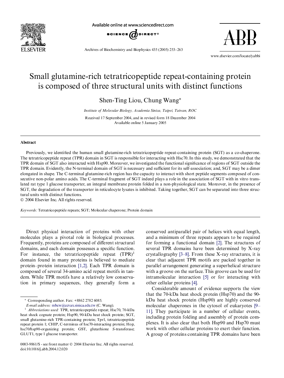 Small glutamine-rich tetratricopeptide repeat-containing protein is composed of three structural units with distinct functions