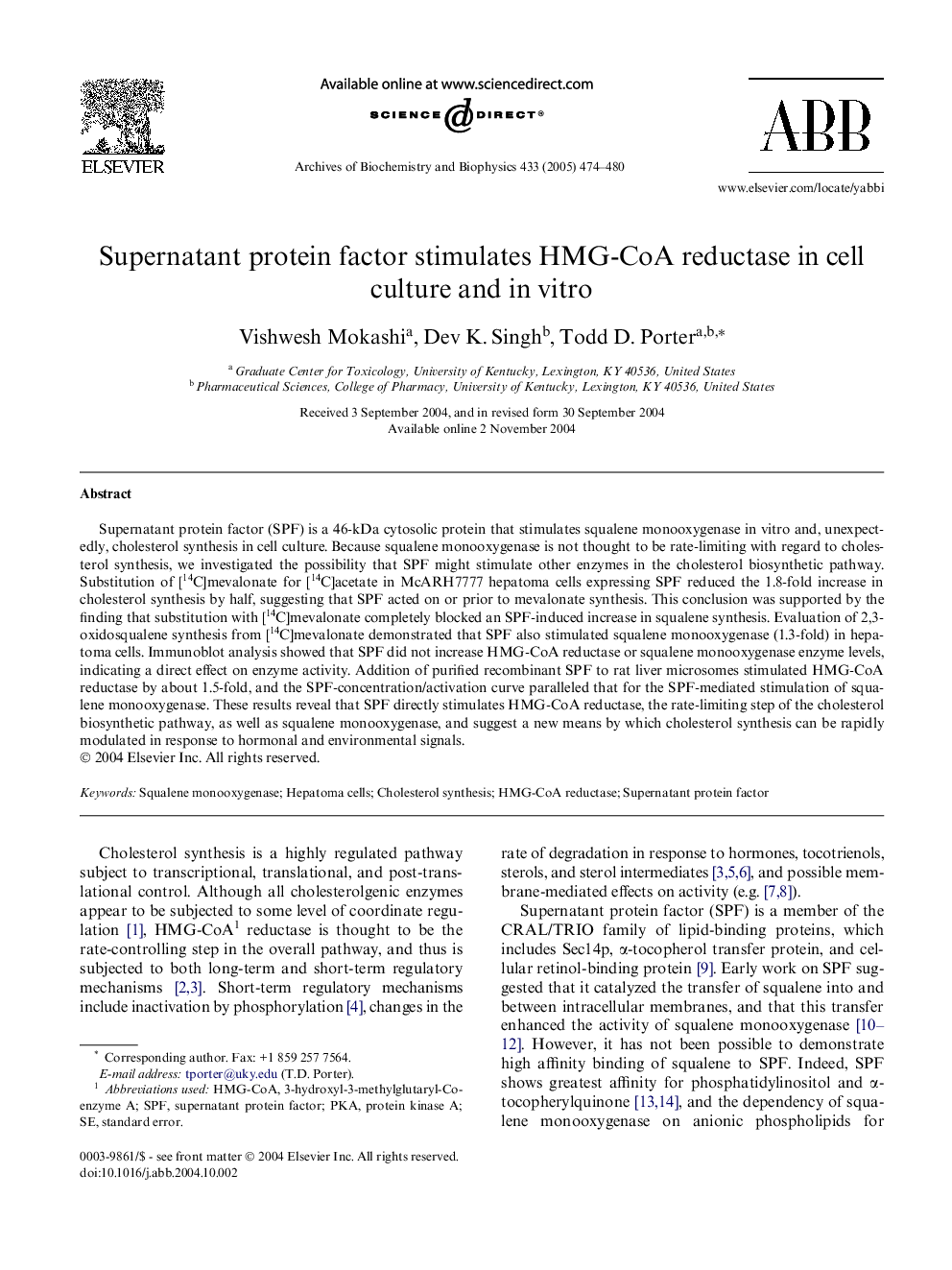 Supernatant protein factor stimulates HMG-CoA reductase in cell culture and in vitro