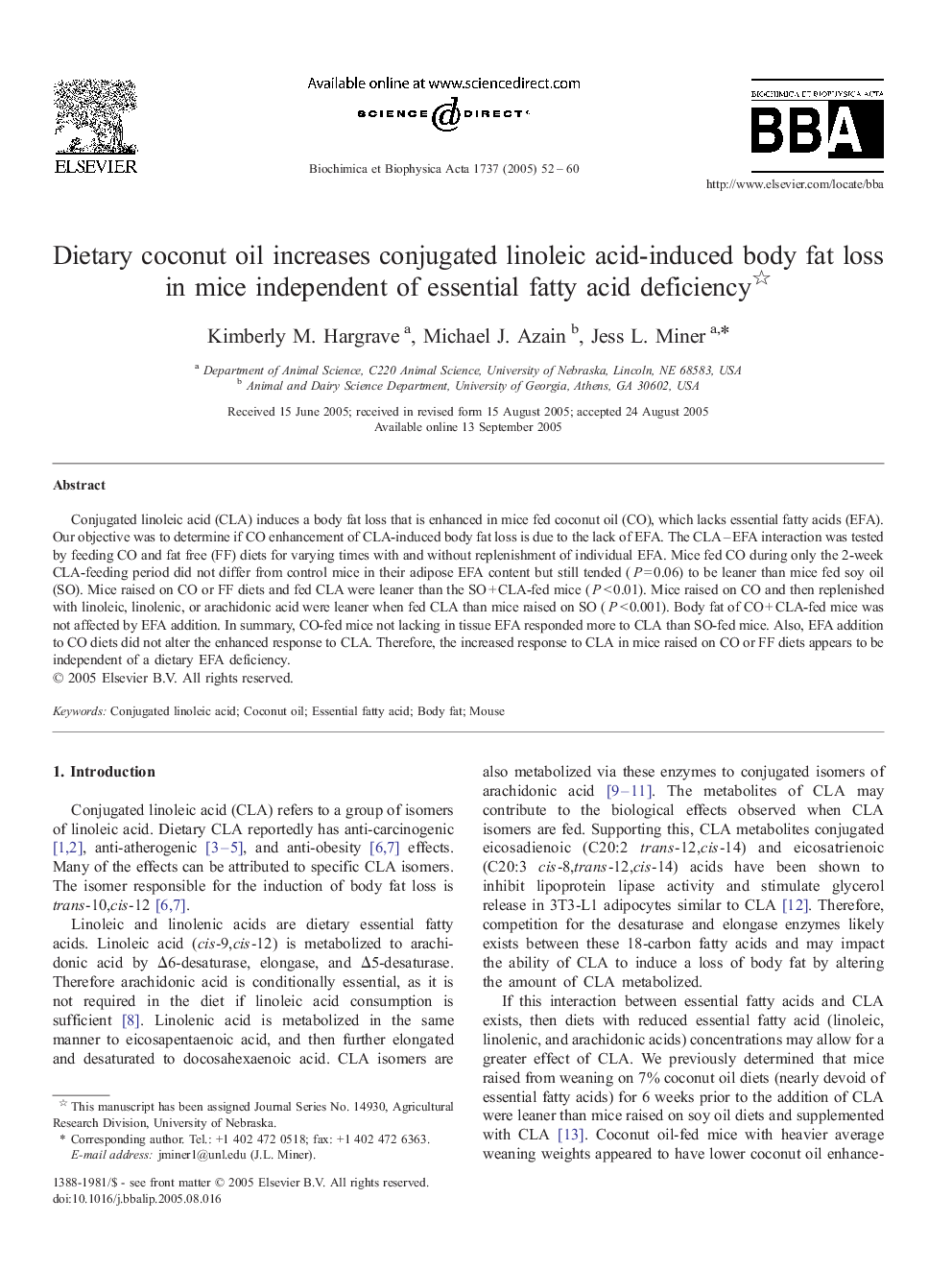 Dietary coconut oil increases conjugated linoleic acid-induced body fat loss in mice independent of essential fatty acid deficiency