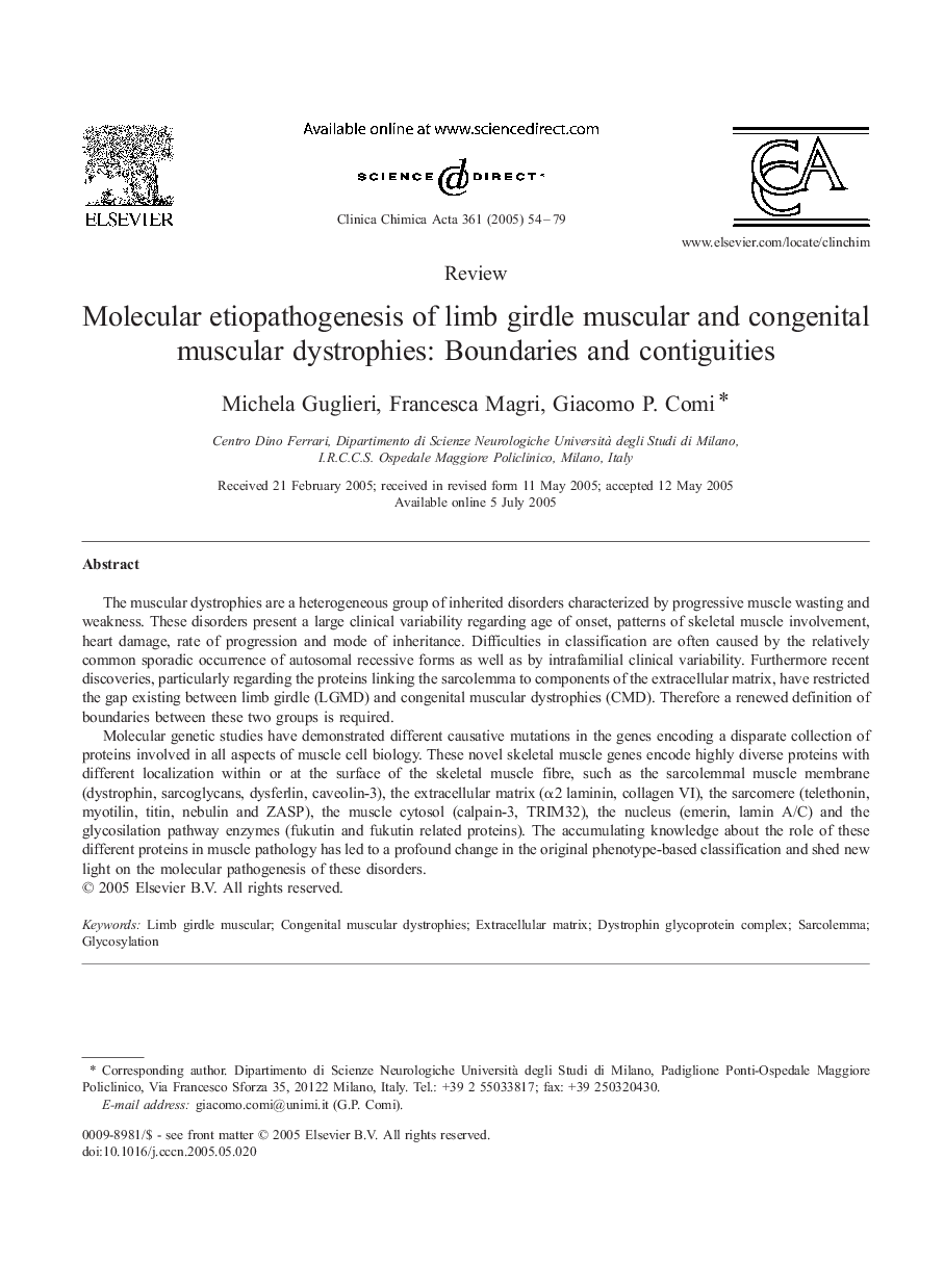 Molecular etiopathogenesis of limb girdle muscular and congenital muscular dystrophies: Boundaries and contiguities