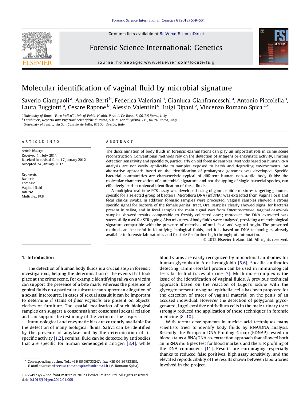 Molecular identification of vaginal fluid by microbial signature