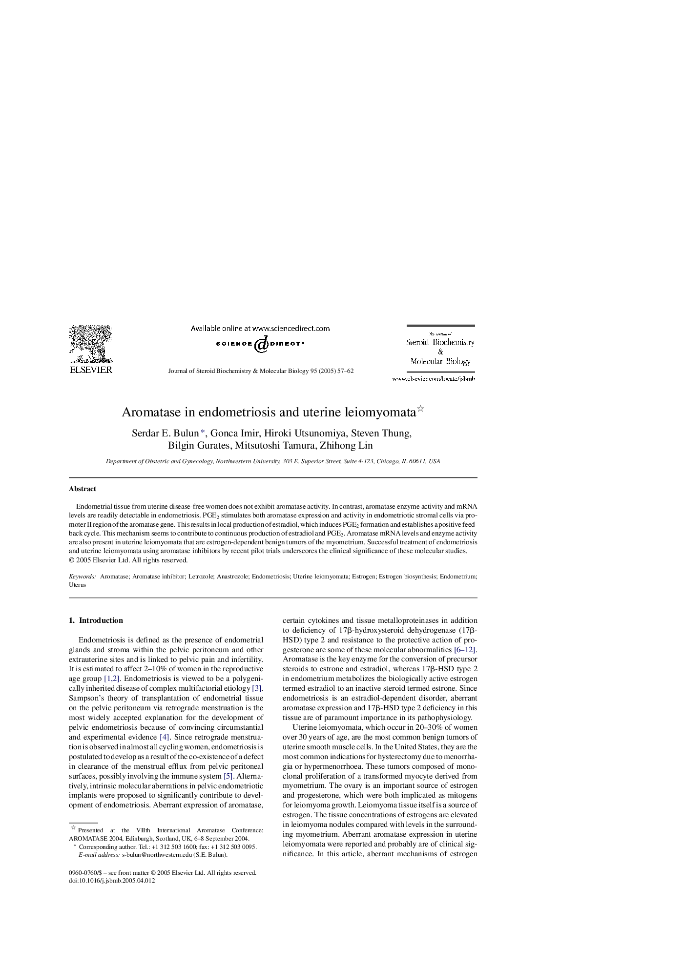 Aromatase in endometriosis and uterine leiomyomata