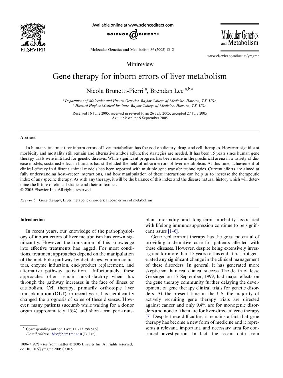 Gene therapy for inborn errors of liver metabolism