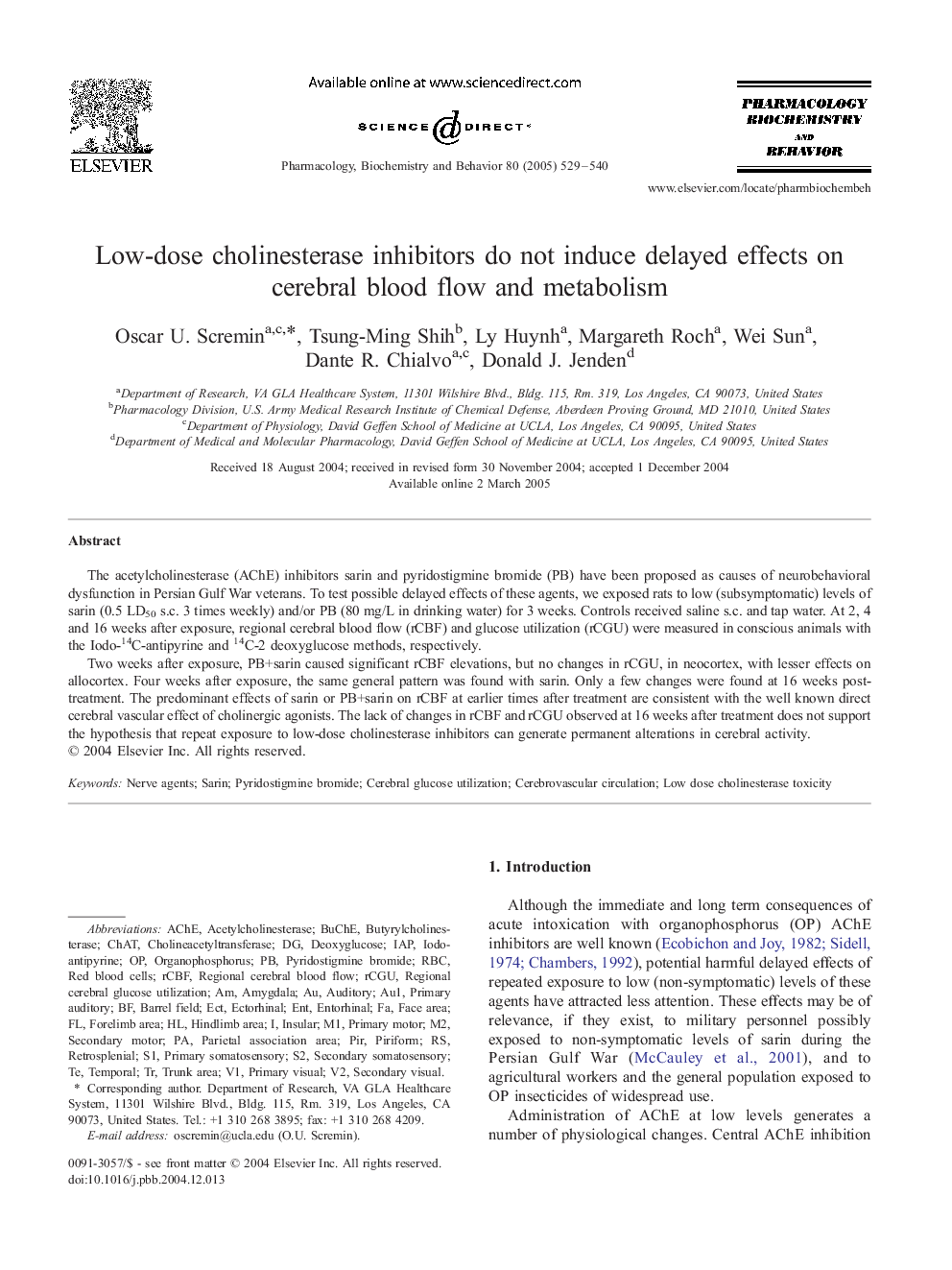 Low-dose cholinesterase inhibitors do not induce delayed effects on cerebral blood flow and metabolism