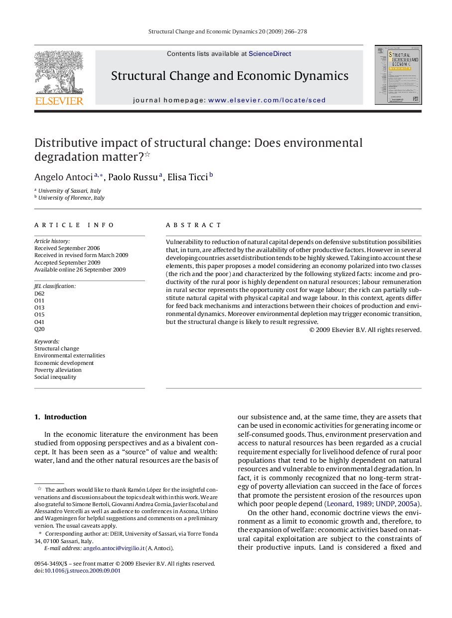 Distributive impact of structural change: Does environmental degradation matter? 