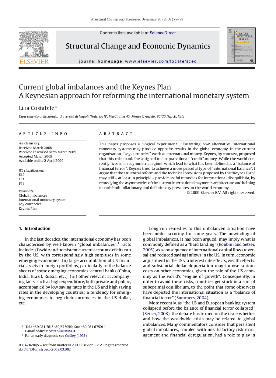 Current global imbalances and the Keynes Plan: A Keynesian approach for reforming the international monetary system