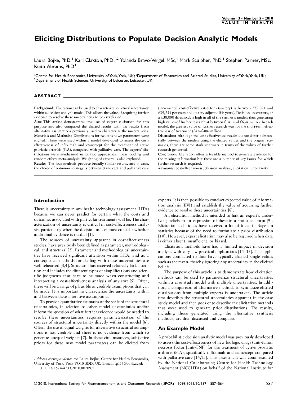 Eliciting Distributions to Populate Decision Analytic Models