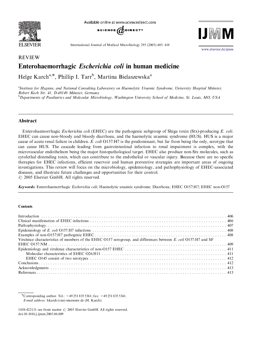 Enterohaemorrhagic Escherichia coli in human medicine