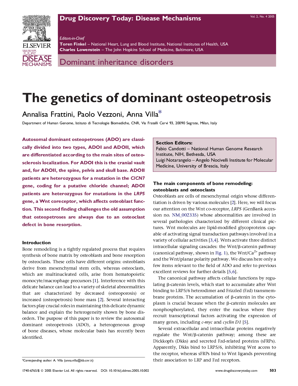 The genetics of dominant osteopetrosis