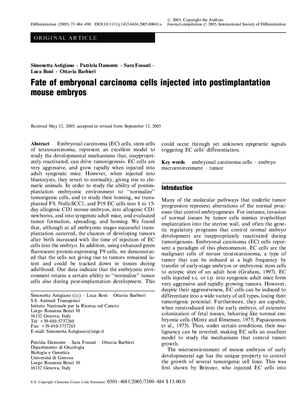 Fate of embryonal carcinoma cells injected into postimplantation mouse embryos