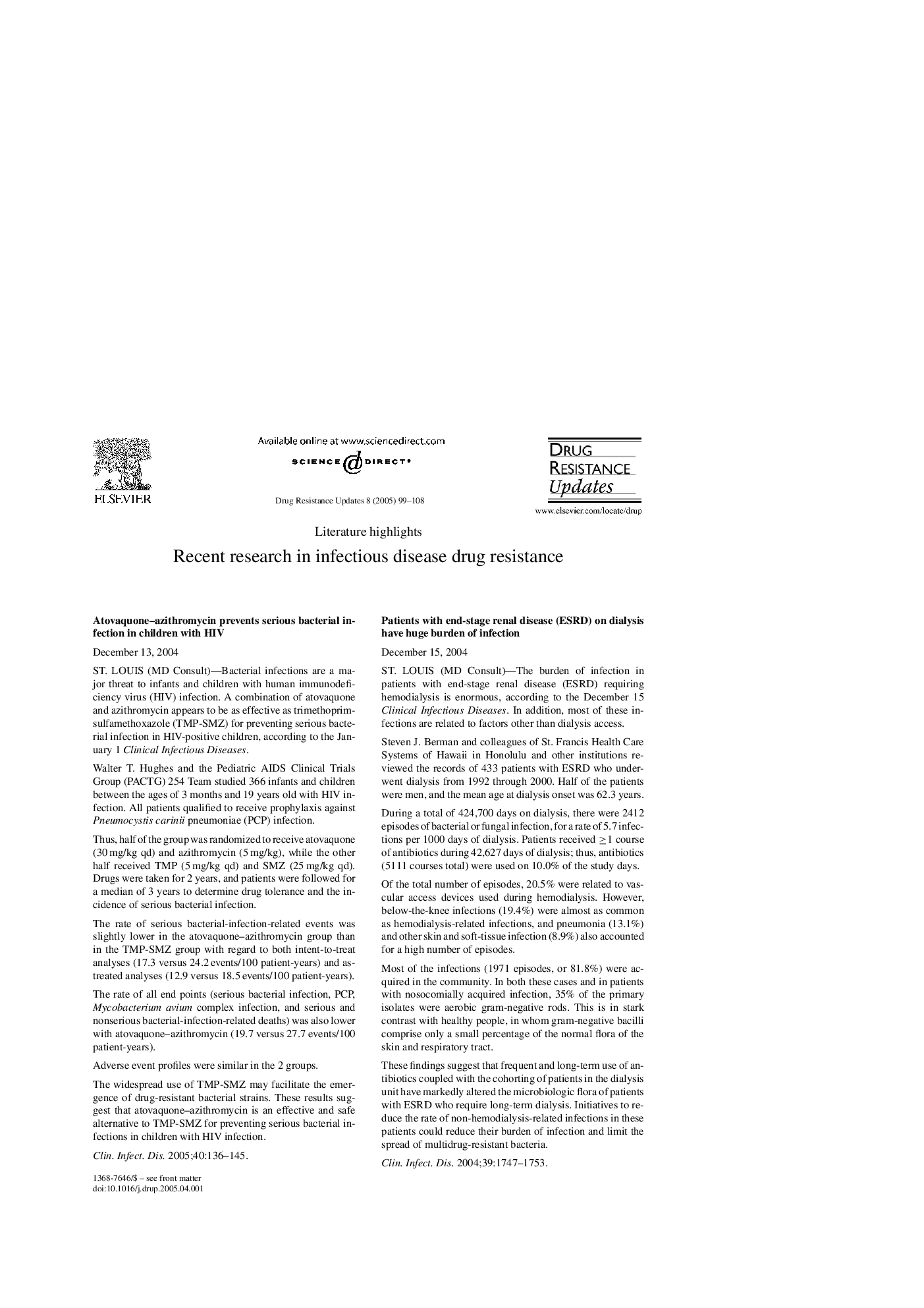 Literature highlights: recent research in infectious disease drug resistance