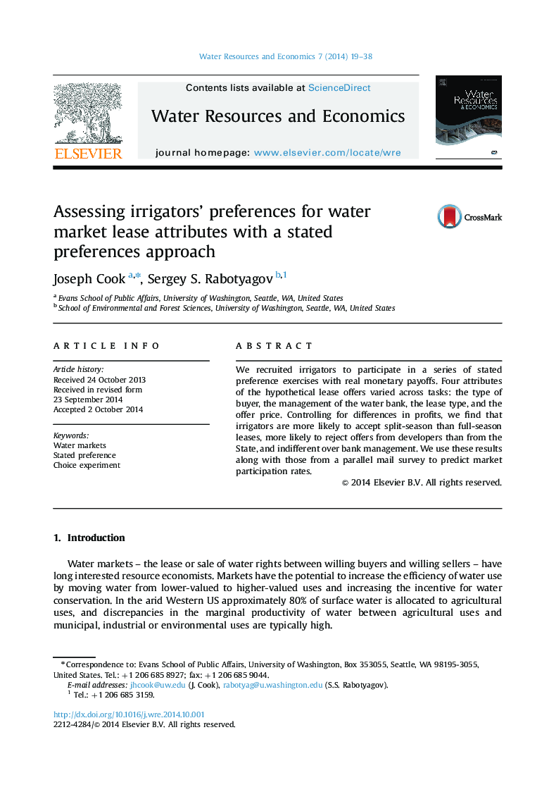 Assessing irrigators’ preferences for water market lease attributes with a stated preferences approach
